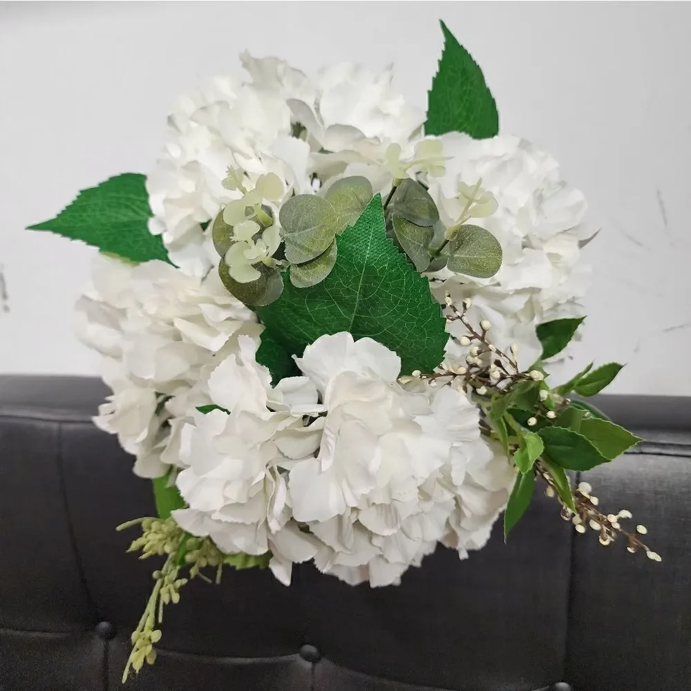 New Blooming Hydrangea Artificial with Glass Vase Arrangement